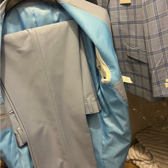 2 piece Sharp Suit,baby blue with light grey hue & baby blue inside jacket lapel - Picture 3 of 12